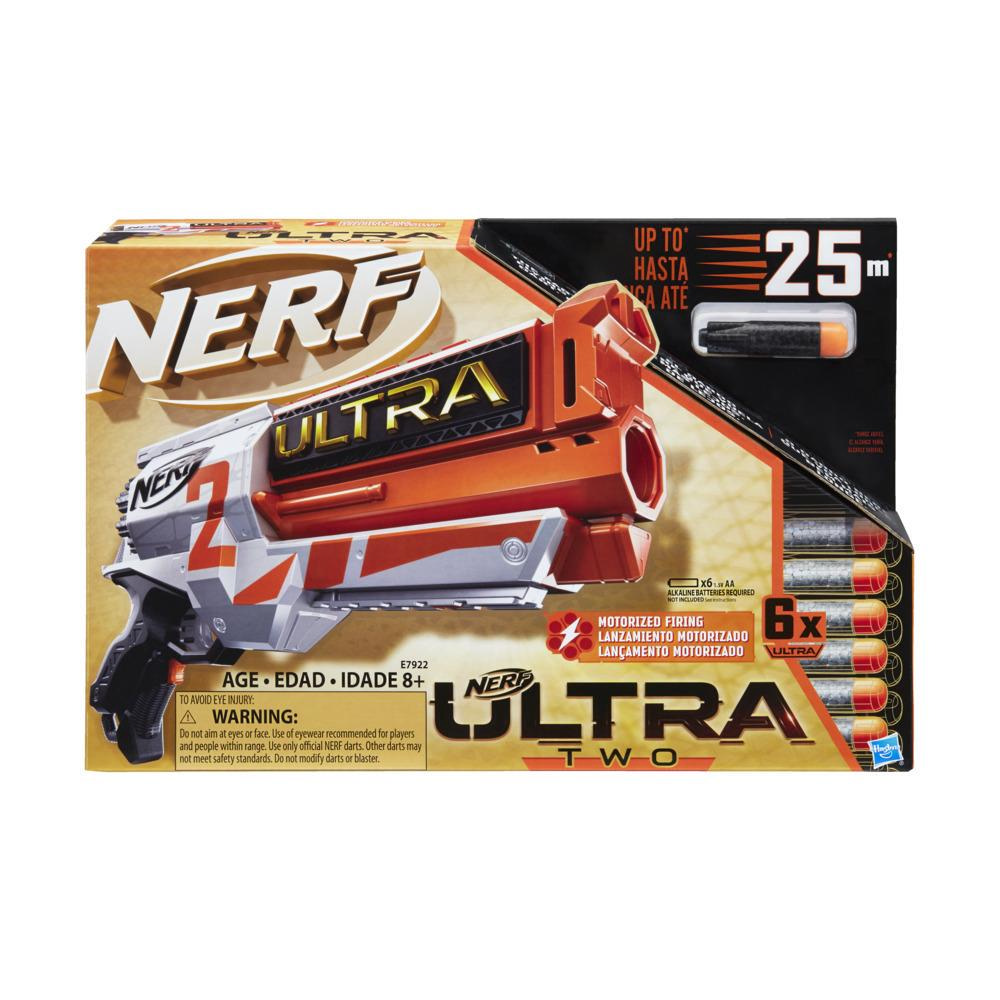 Motorizovaný Blástr Nerf Ultra Two – rychlé nabíjení zezadu, 6 šipek Nerf Ultra – kompatibilní pouze se šipkami Nerf Ultra