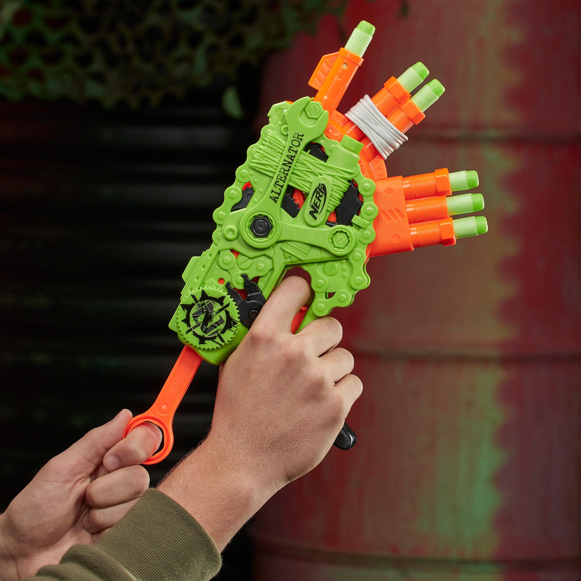 Nerf Zombie Strike Alternator Blaster – indeholder 12 originale Nerf Zombie Strike Elite-pile – til børn, teenagere og voksne