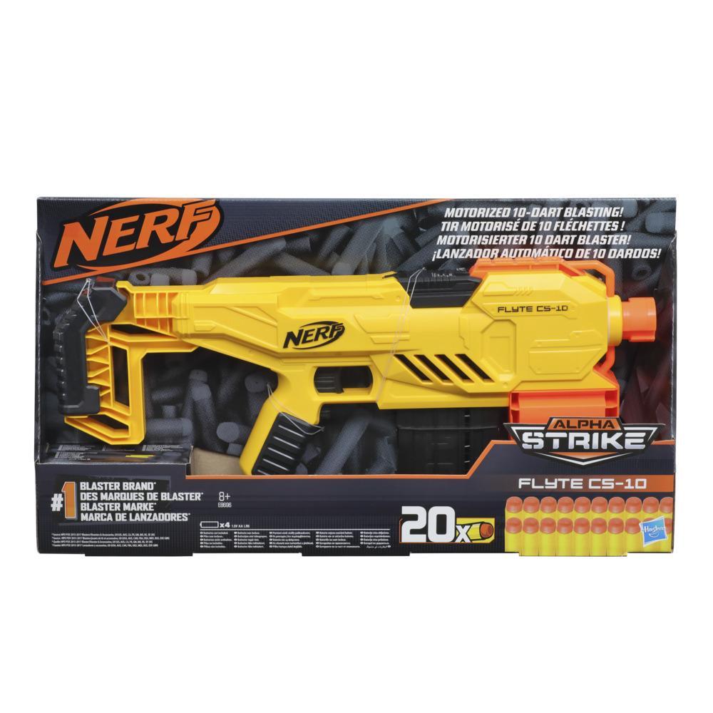 Nerf Alpha Strike Flyte CS-10-blaster med motor og 10 pile – 20 originale Nerf Elite-pile – til børn, teenagere, voksne