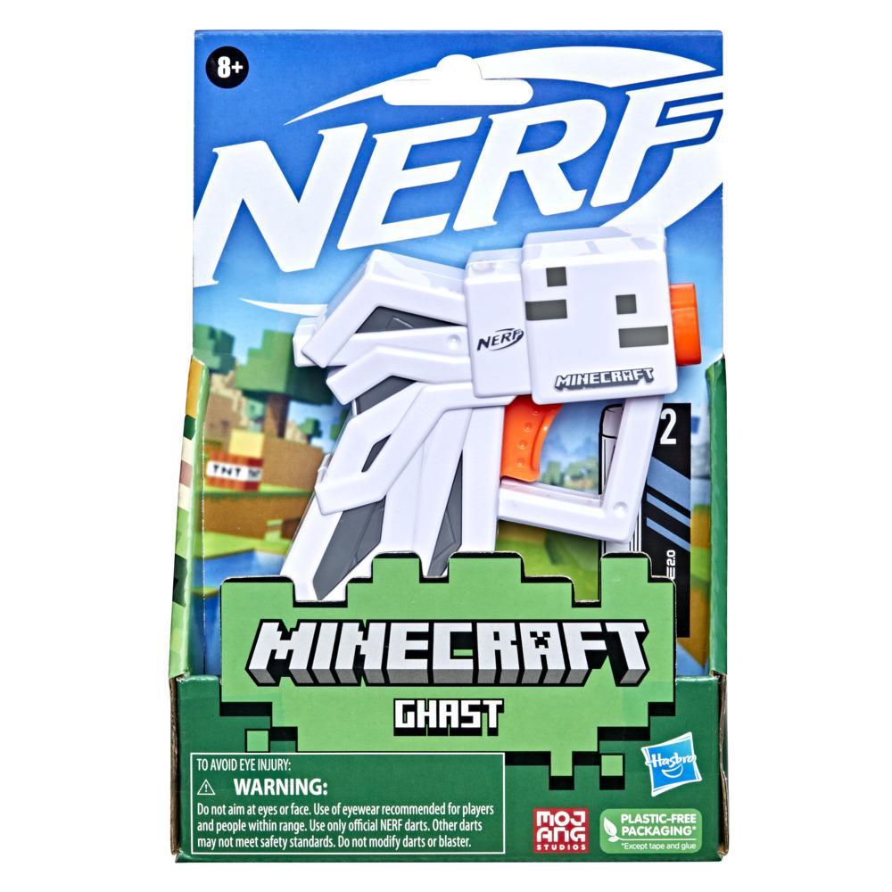 Nerf MicroShots Minecraft Ghast Mini Blaster, Minecraft Ghast Mob Design, Includes 2 Official Nerf Elite Darts