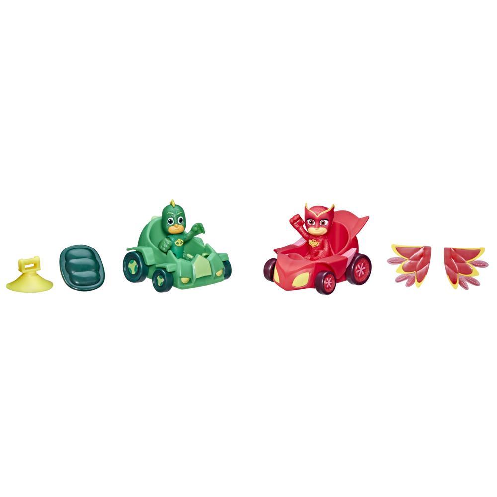 PJ Masks Nighttime Neon Gecko und Eulette Helden-Flitzer, Vorschulspielzeug für Kinder ab 3 Jahren