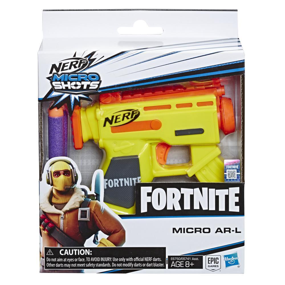 Fortnite Micro AR-L Nerf MicroShots Dart-Blaster und 2 Nerf Elite Darts für Kinder, Teenager, Erwachsene