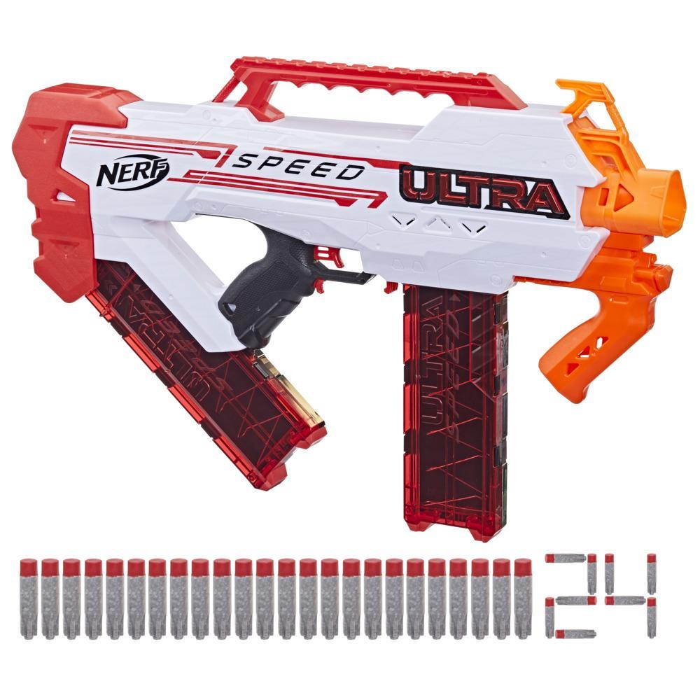 Nerf Ultra Speed vollmotorisierter Blaster, 24 Nerf AccuStrike Ultra Darts, nur mit Nerf Ultra Darts kompatibel