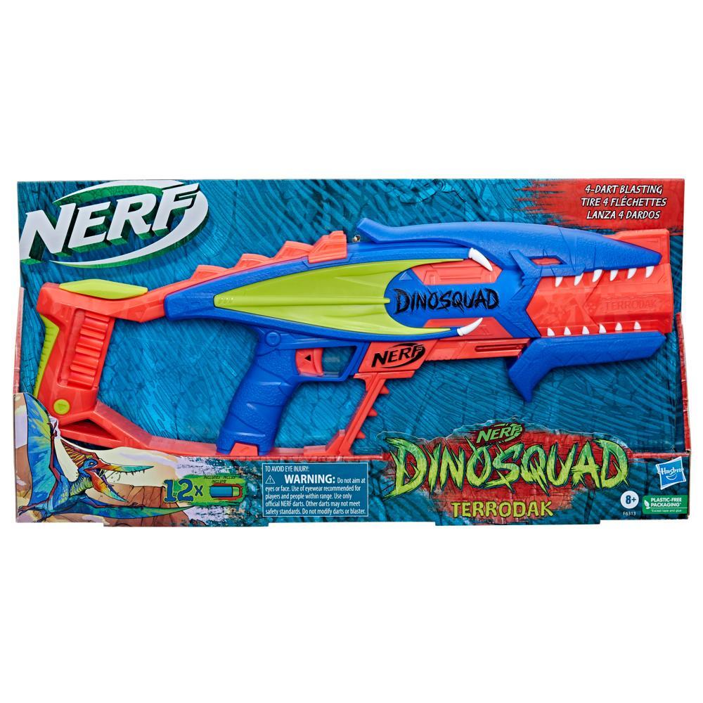 Nerf DinoSquad Terrodak, 12 Nerf Elite Darts, Dinosaur Design, 4 Dart Toy Foam Nerf Blaster for Kids Outdoor Games