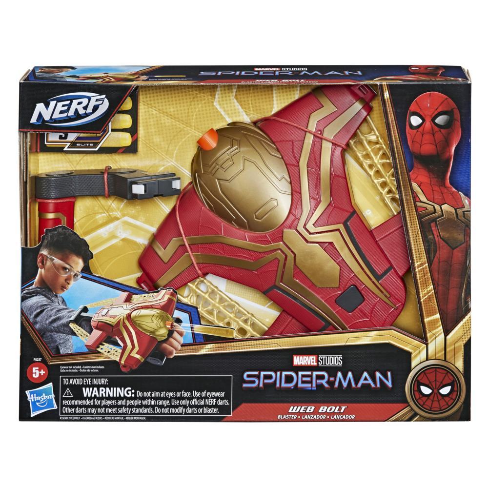 Marvel Spider-Man Web Bolt NERF Blaster Toy for Kids, Movie-Inspired Design, Includes 3 Elite Nerf Darts, Ages 5 and Up