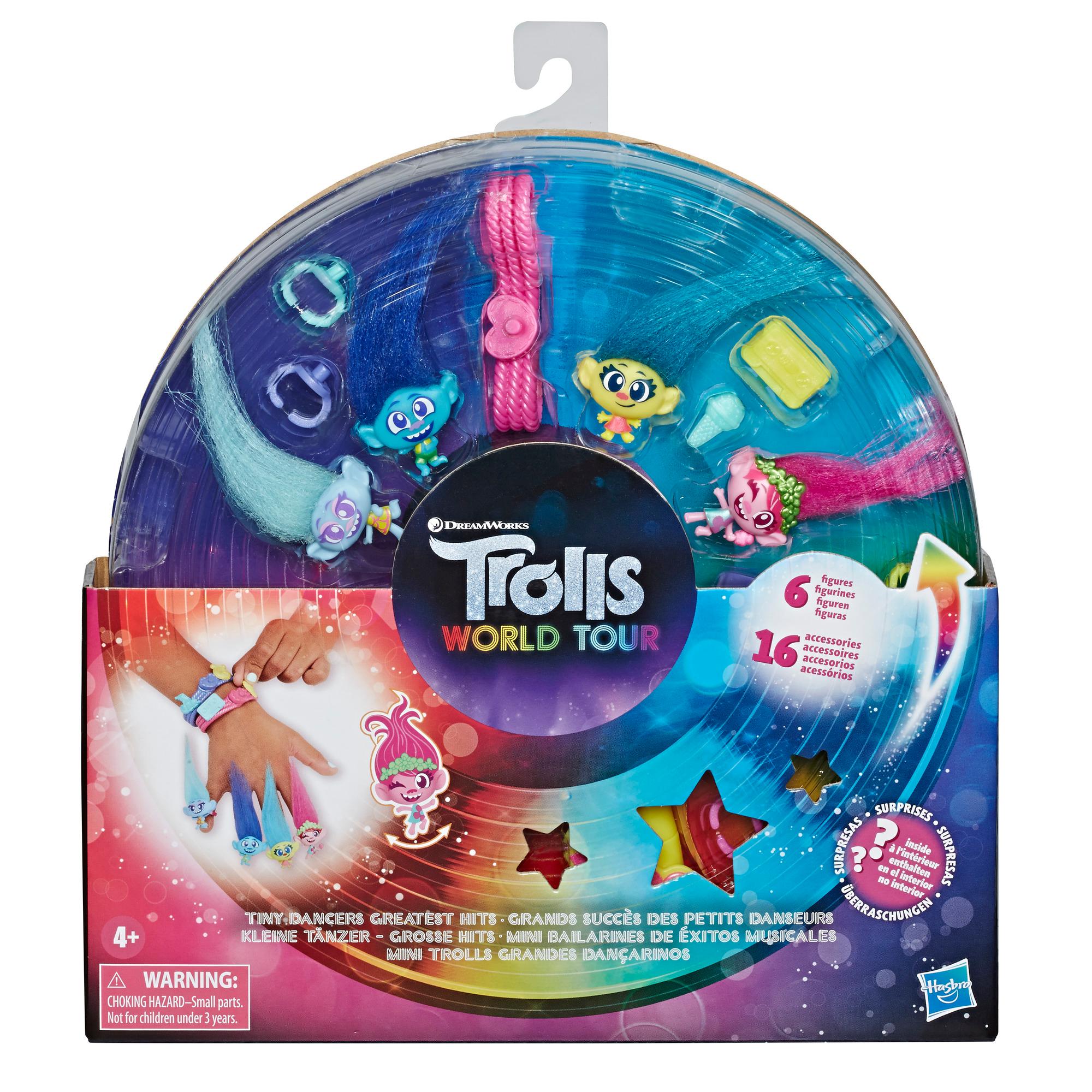 DreamWorks Trolls Tiny Dancers Greatest Hits, Toy with 6 Collector Figures, Necklace, 2 Bracelets, and More