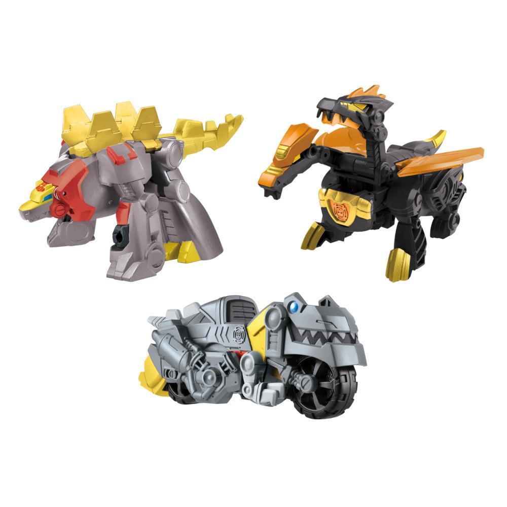 Transformers Dinobot Adventures Dinobot Squad Grimlock, Dinobot Snarl, and Predaking 3-Pack, 4.5-Inch Toys, Age 3 and Up