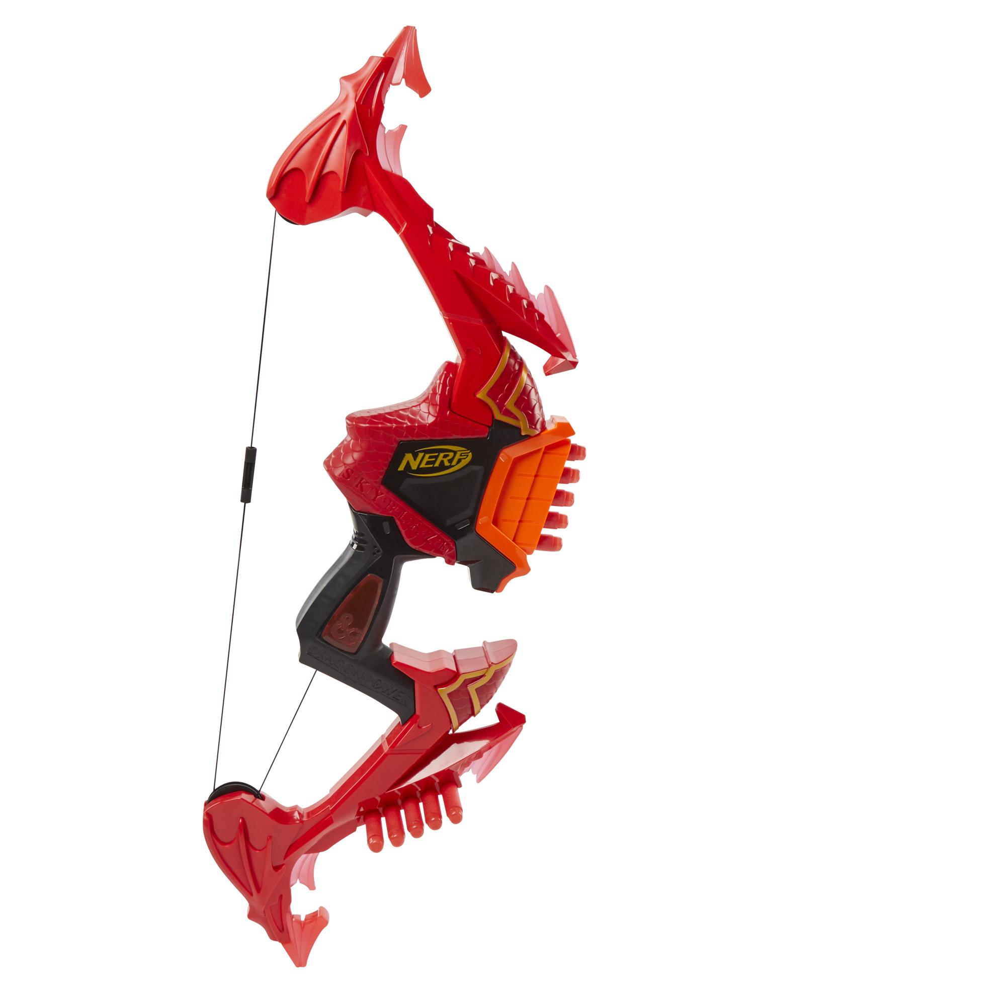 Nerf DragonPower Skyblaze Dart Bow, Inspired by Dungeons and Dragons, Dragon Bow Action, 10 Nerf Darts, 5-Dart Storage