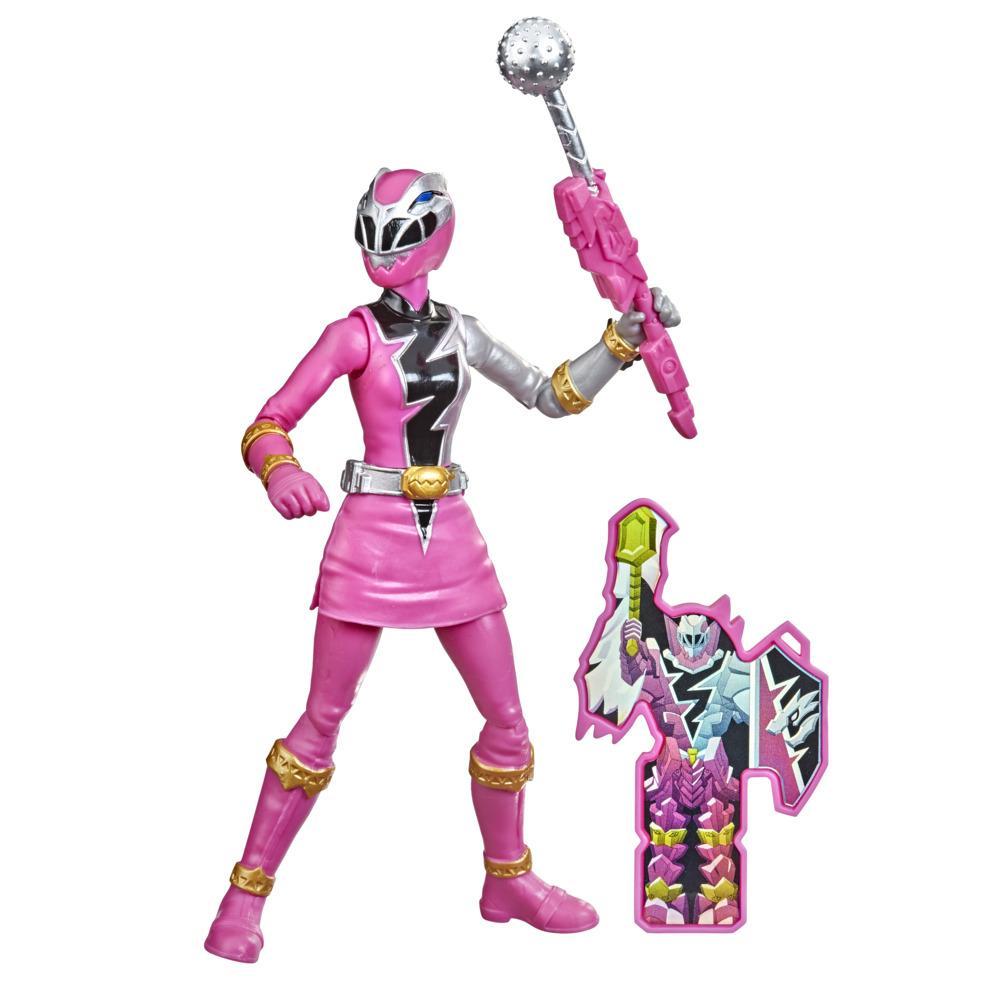 Power Rangers Dino Fury Pink Ranger 6-Inch Action Figure Toy Inspired by TV Show with Dino Fury Key and Weapon Accessory