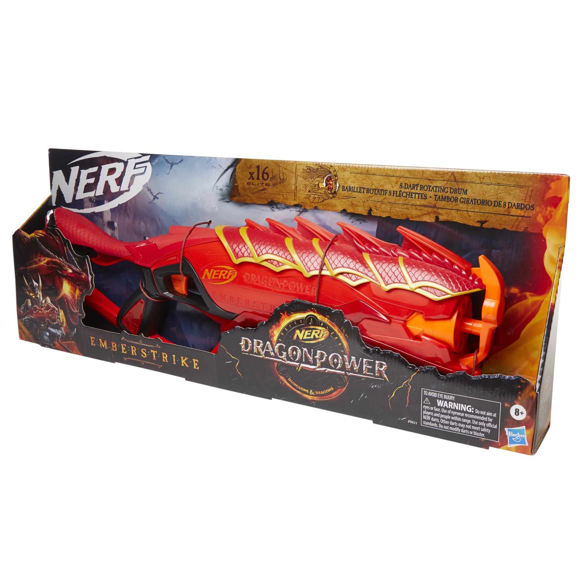 Nerf DragonPower Emberstrike Blaster, Inspired by Dungeons and Dragons, 8-Dart Drum, 16 Nerf Darts, Dart Storage