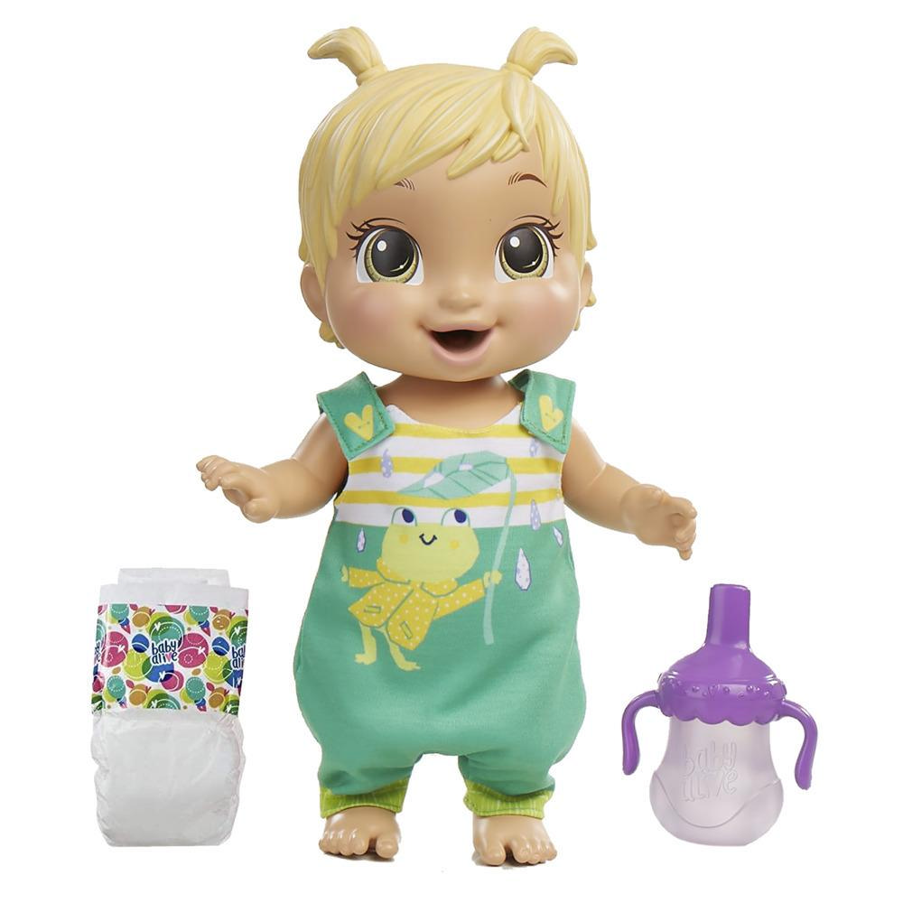 Baby Alive Baby Gotta Bounce Doll, Frog, Bounces with 25+ SFX, Drinks, Wets, Blonde Hair Toy for Kids Ages 3 and Up
