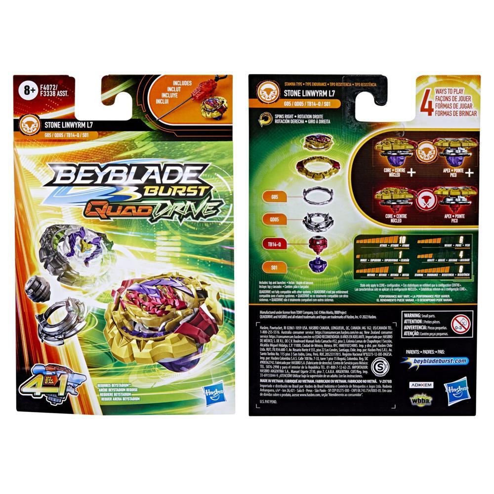 Beyblade Burst QuadDrive Stone Linwyrm L7 Spinning Top Starter Pack -- Battling Game Top Toy with Launcher