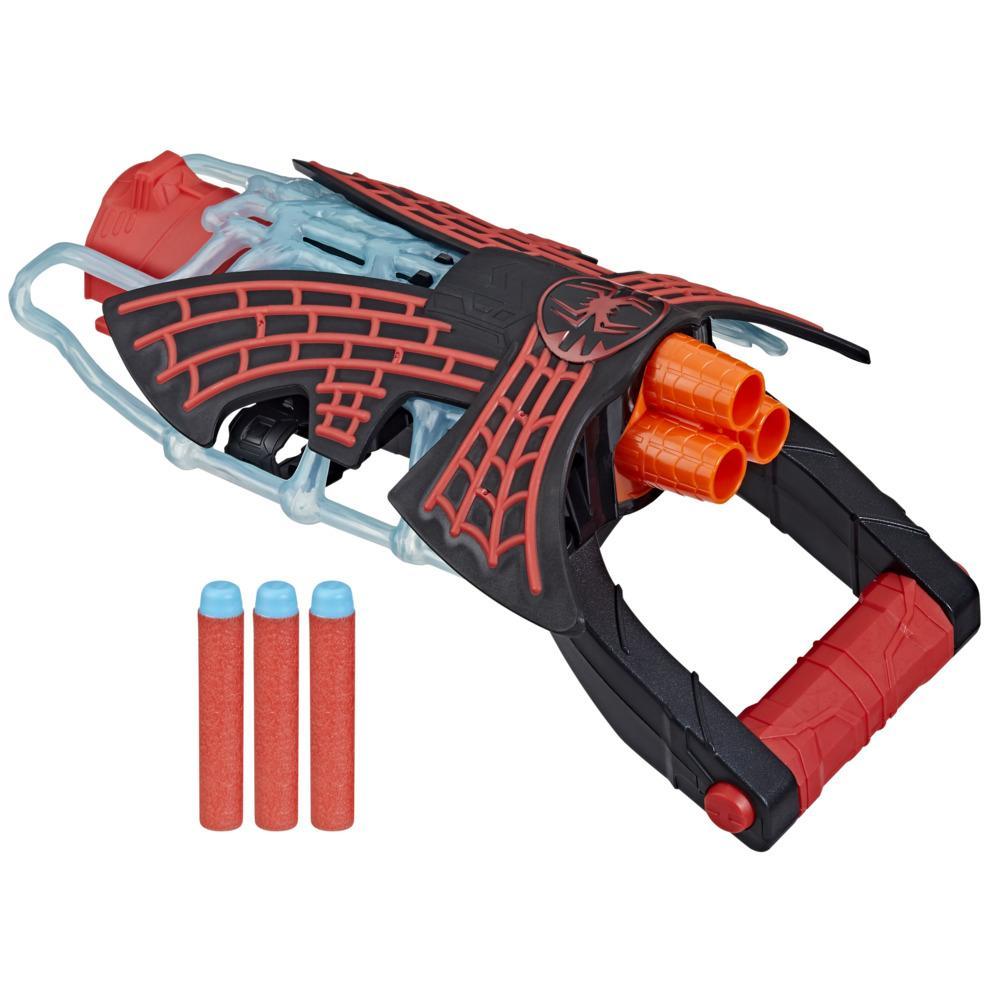 Marvel Spider-Man: Across the Spider-Verse Miles Morales Tri-Shot Blaster, NERF-Powered Toy, 3 Darts, Kids Ages 5 and Up