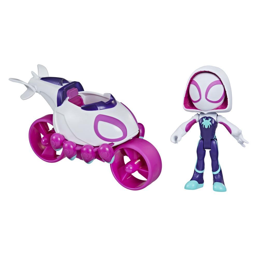 Marvel Spidey and His Amazing Friends Ghost-Spider Action Figure And Copter-Cycle Vehicle, For Kids Ages 3 And Up