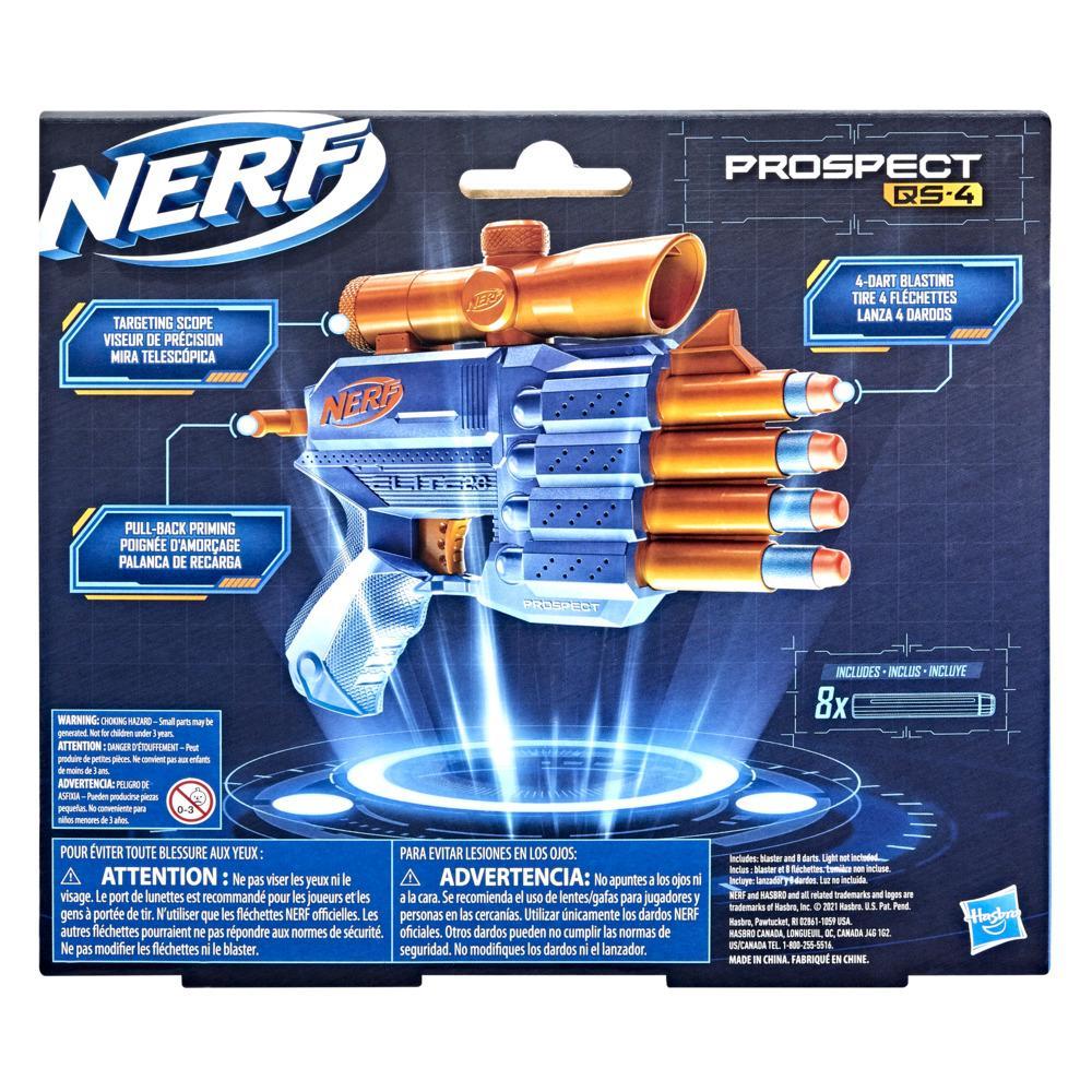 Nerf Elite 2.0 Prospect QS-4 Blaster, 8 Official Nerf Elite Darts, 4-Dart Blasting, Nonremovable Targeting Scope