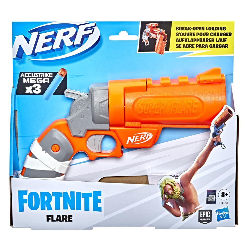 Nerf Fortnite Flare Dart Blaster, Break-Open Dart Loading, 3 Nerf AccuStrike Mega Darts, Pull-Down Priming Handle