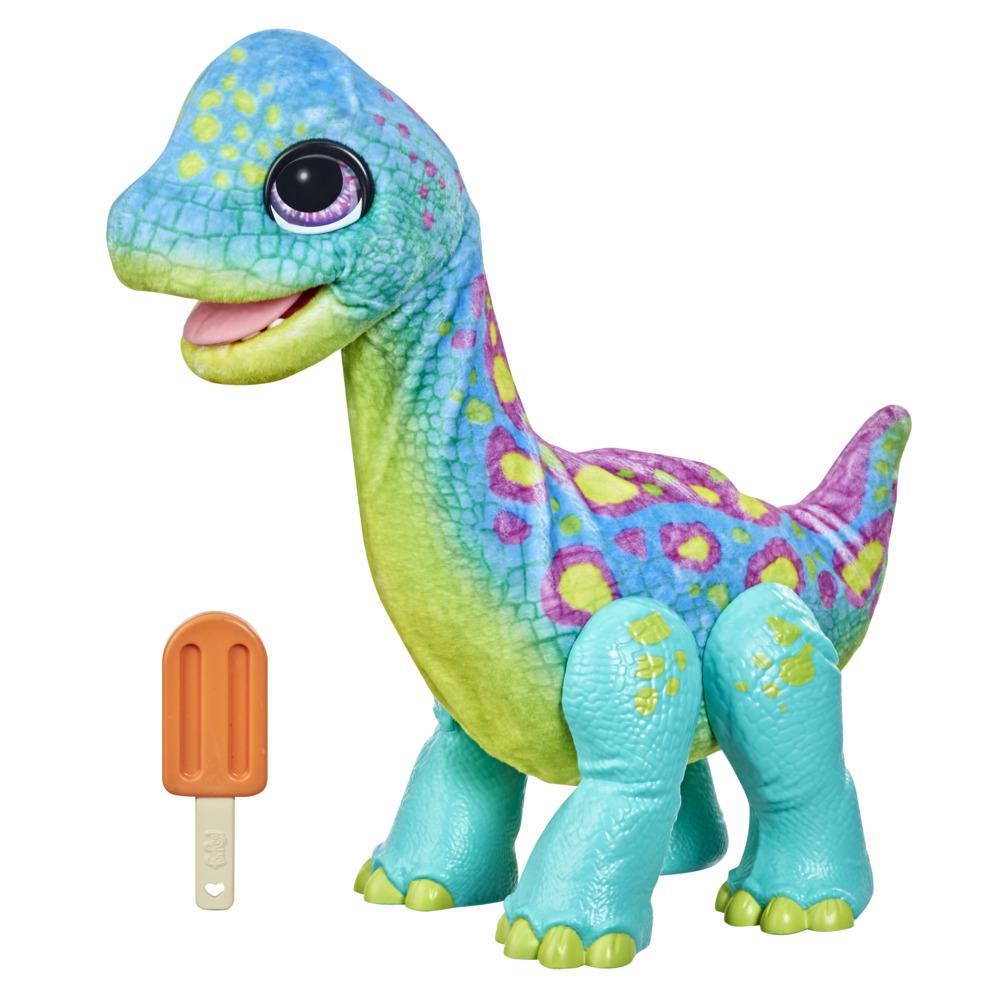 Ages 4 and up Sounds and Reactions 40 FurReal Snackin’ Sam The Bronto Interactive Animatronic Plush Toy 