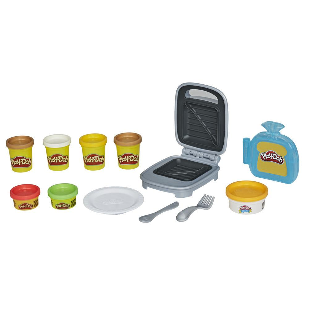 Play-Doh Kitchen Creations Cheesy Sandwich Play Food Set with Non-Toxic Play-Doh Elastix Compound and 6 Colors