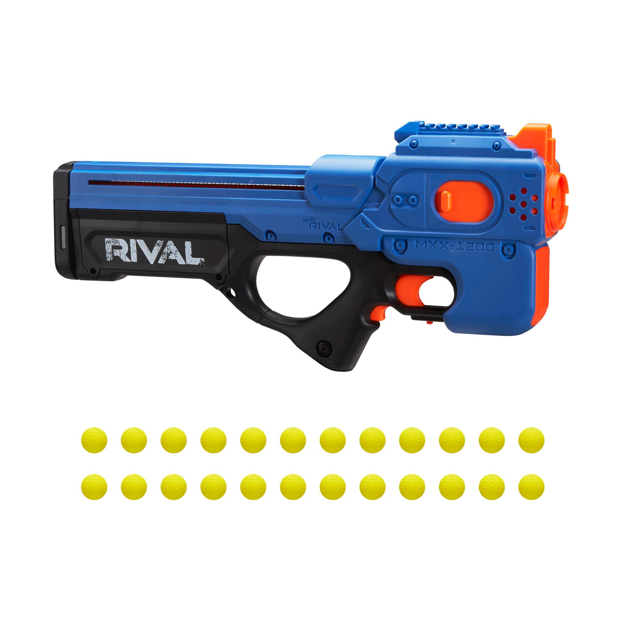 Nerf Rival Charger MXX-1200 Motorized Blaster -- 12-Round Capacity, 95 FPS, 24 Official Nerf Rival Rounds -- Team Blue