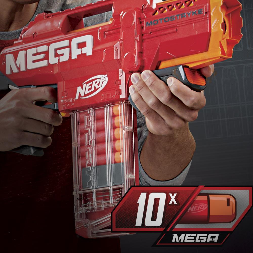 Nerf Mega Motostryke Motorized 10-Dart Blaster, 10 Official Nerf Mega Darts, 10-Dart Clip -- For Kids, Teens, Adults