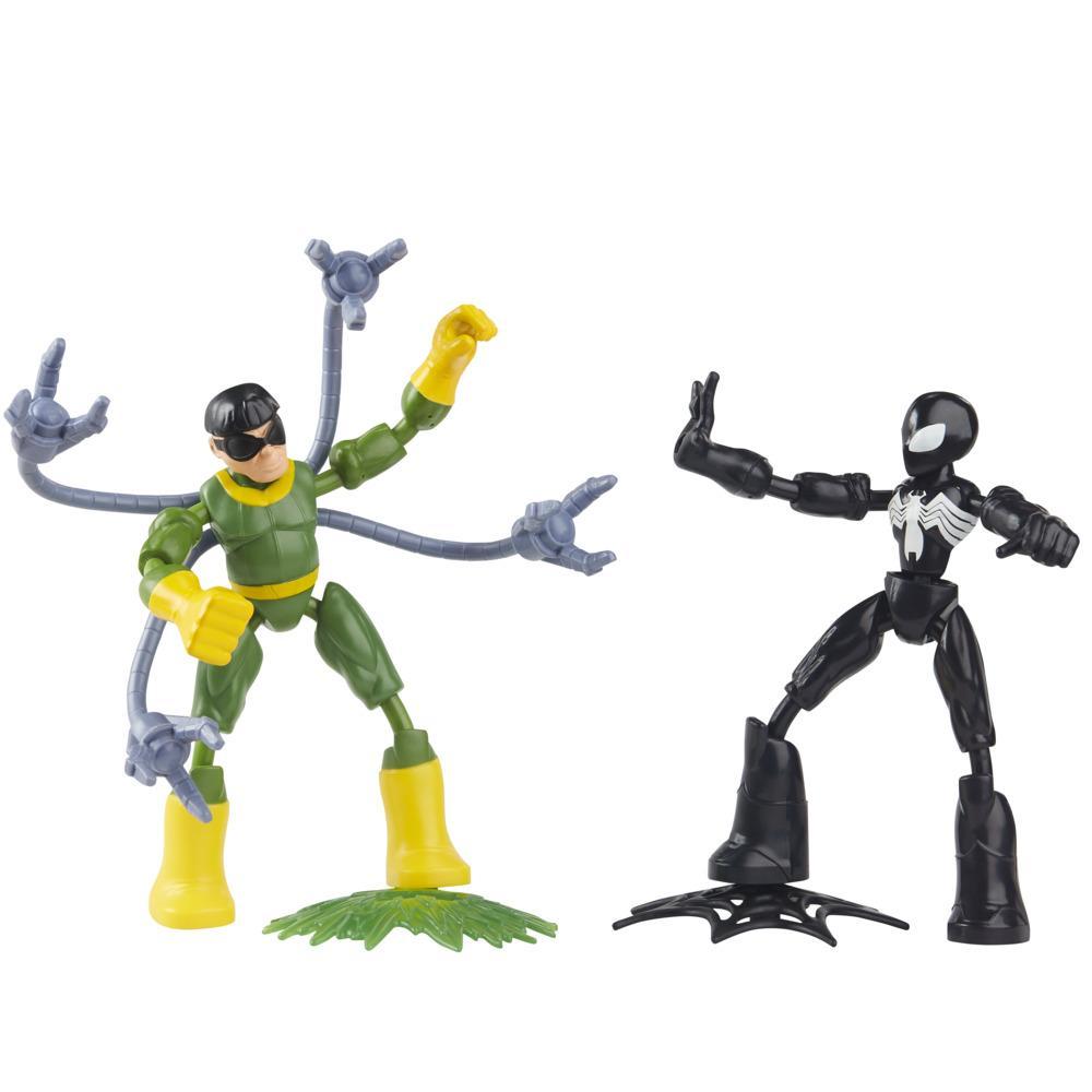 Marvel Spider-Man Bend and Flex Black Suit Spider-Man Vs. Doc Ock Action Figure Toys, 6-Inch Flexible Figures, Ages 4 And Up