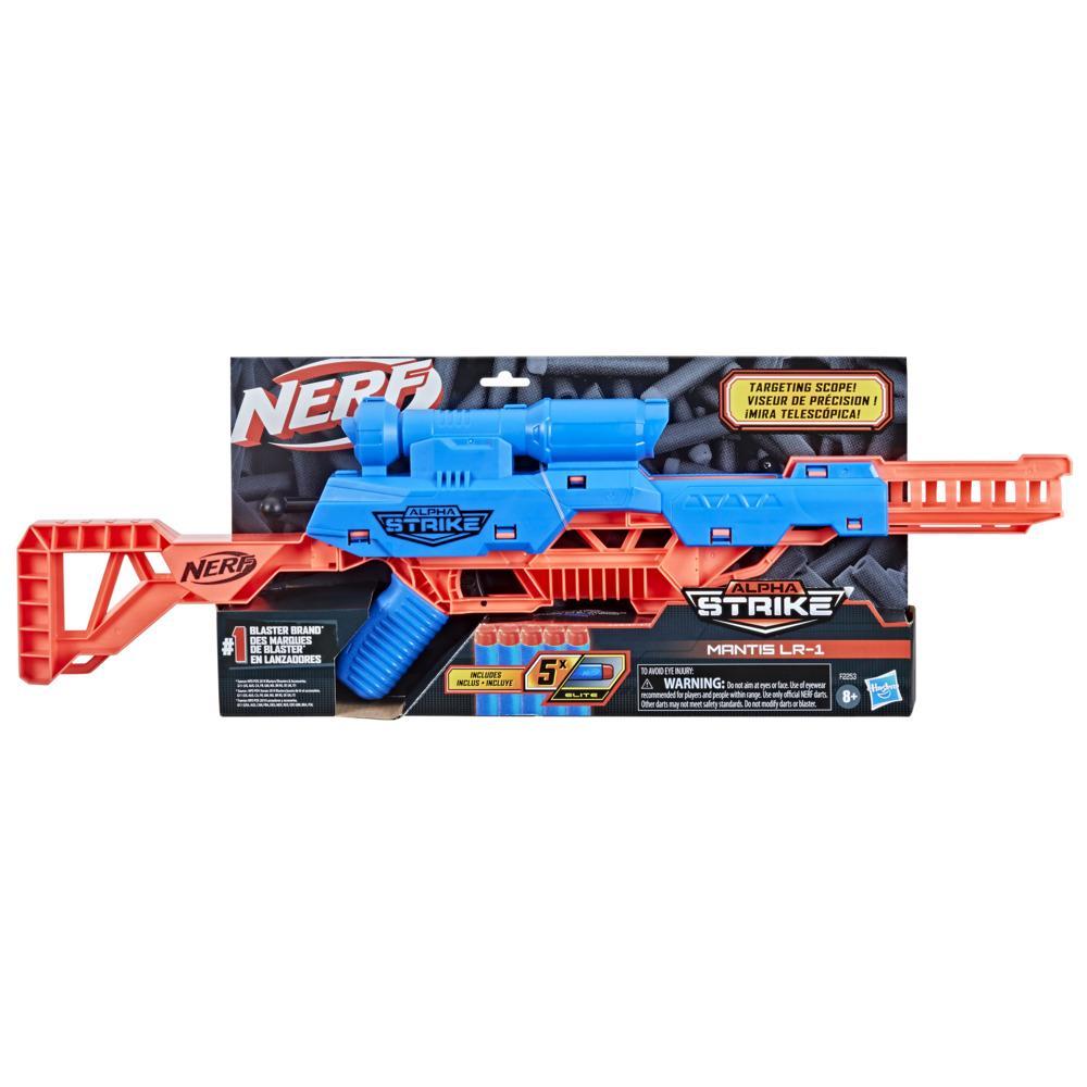 Nerf Alpha Strike Mantis LR-1 Dart Blaster with Targeting Scope, 5 Nerf Elite Foam Darts -- Easy Load Prime Fire