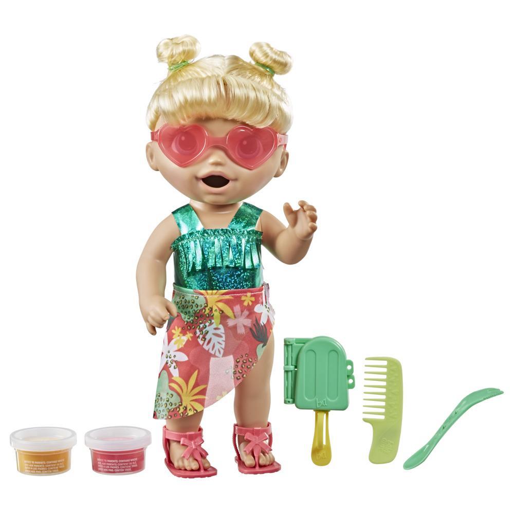 Baby Alive Sunshine Snacks Doll, Eats and "Poops," Waterplay Baby Doll, Ice Pop Mold, Toy for Kids 3 and Up, Blonde Hair