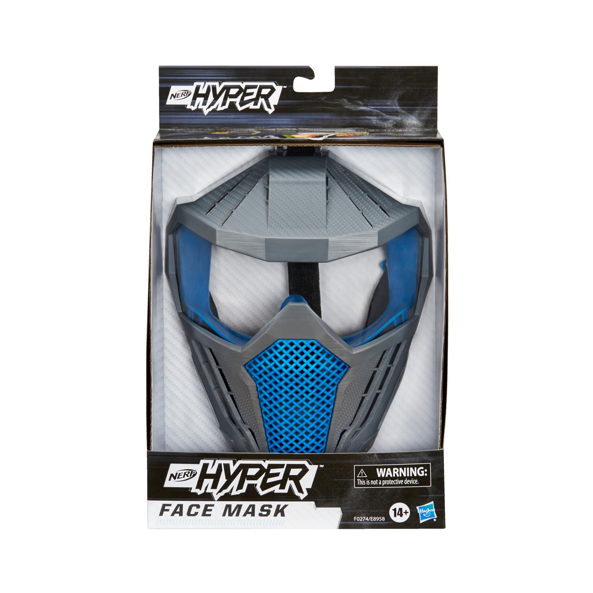 Nerf Hyper Face Mask -- Breathable Design, Adjustable Head Strap -- Blue Team Color -- For Teens, Adults