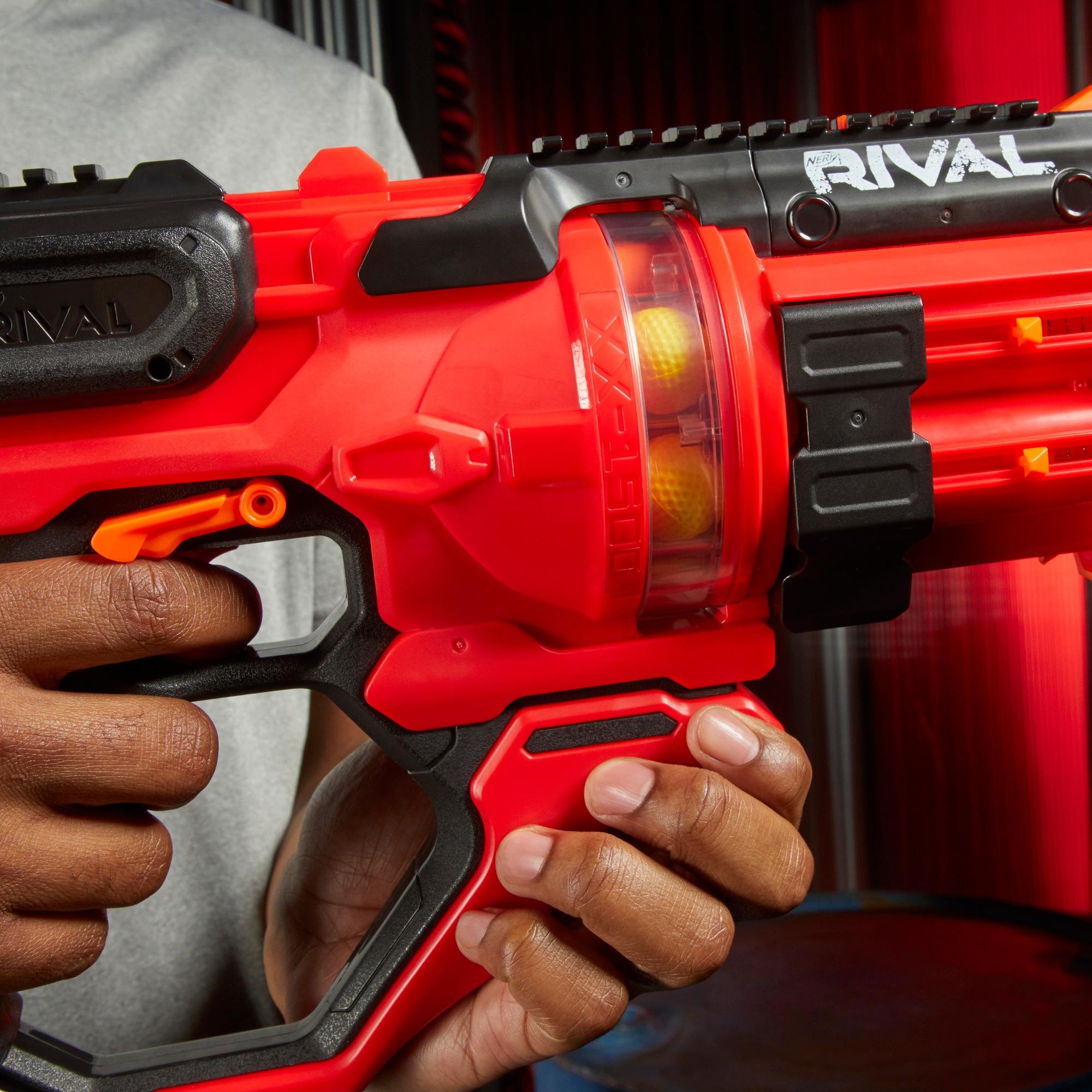 Nerf Rival Roundhouse XX-1500 Red Blaster -- Clear Rotating Chamber -- 5 Integrated Magazines, 15 Nerf Rival Rounds