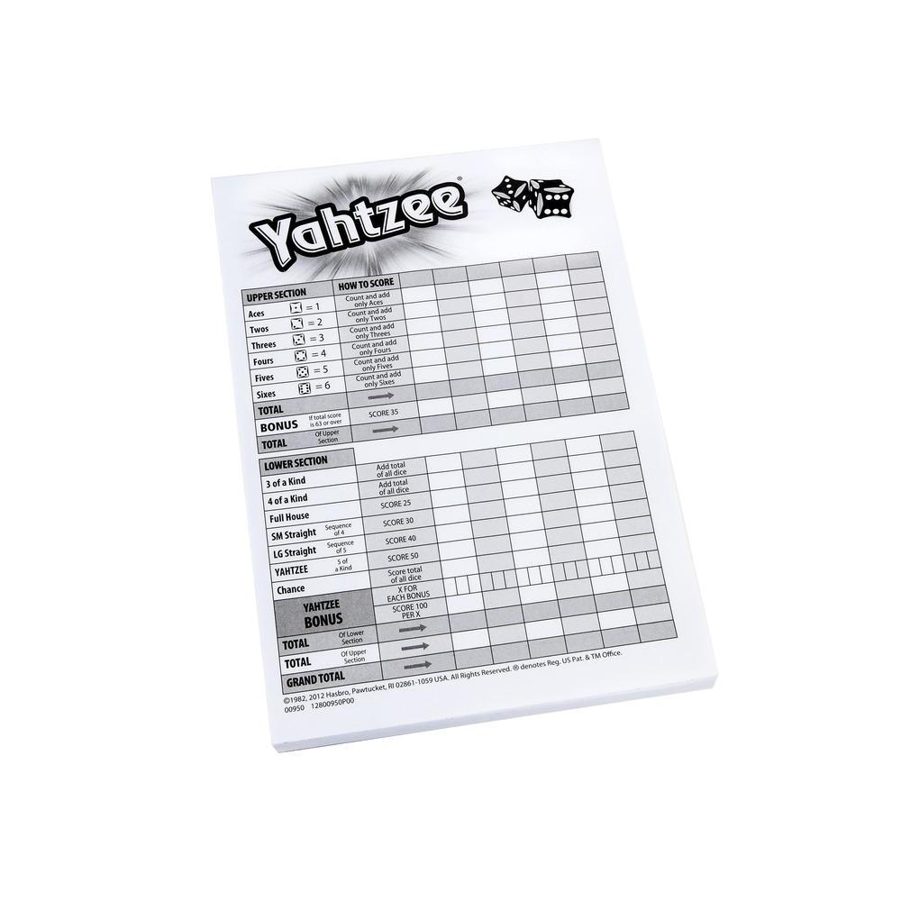 yahtzee score cards hasbro games