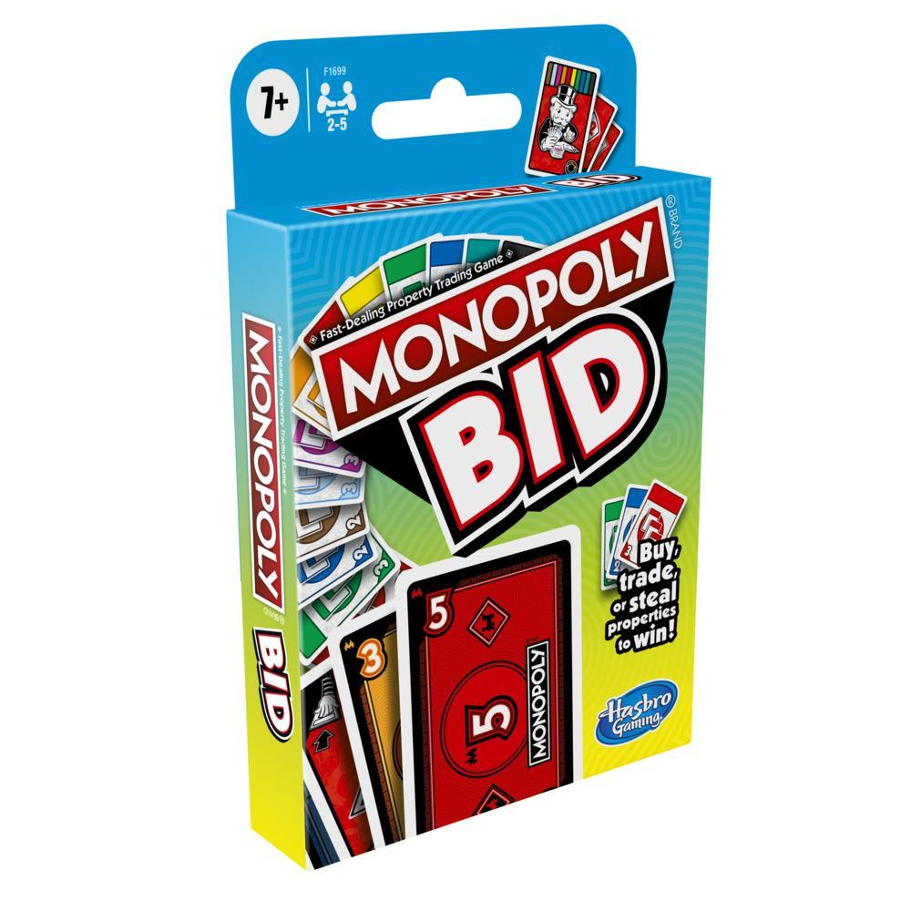 Monopoly Bid Game, Quick-Playing Card Game For Families and Kids Ages 7 and Up