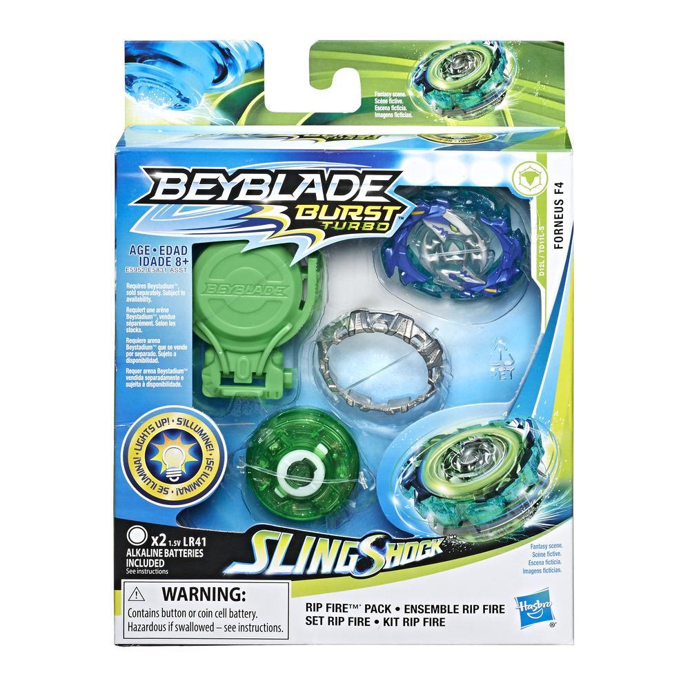Beyblade Burst Slingshock Rip Fire Starter Pack Forneus F4: Light-Up Top with Right/Left-Spin Launcher, Age 8+