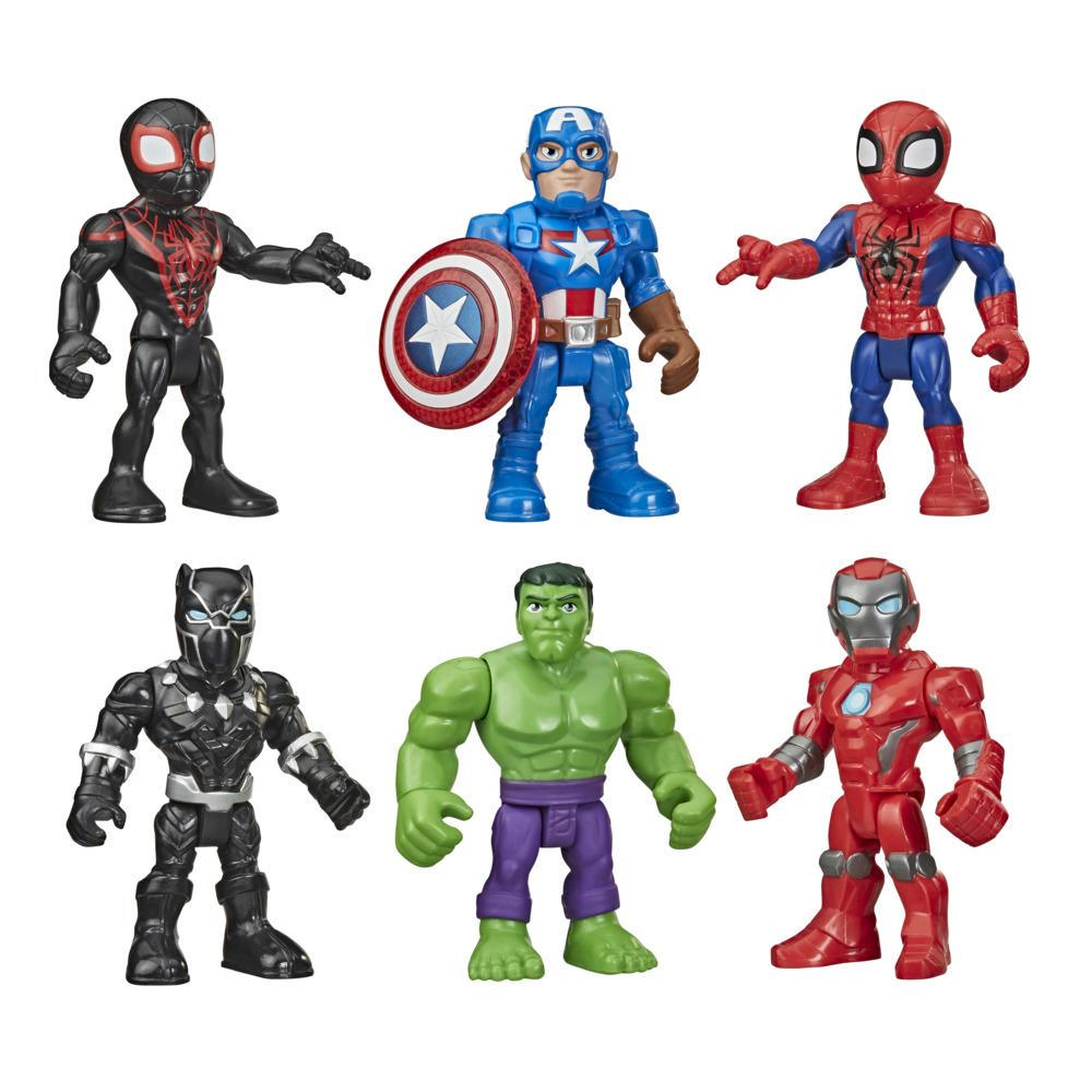 Playskool Heroes Marvel Super Hero Adventures Collectible 5-Inch Black Action Figure Toy 6-Pack, Kids Ages 3 and Up