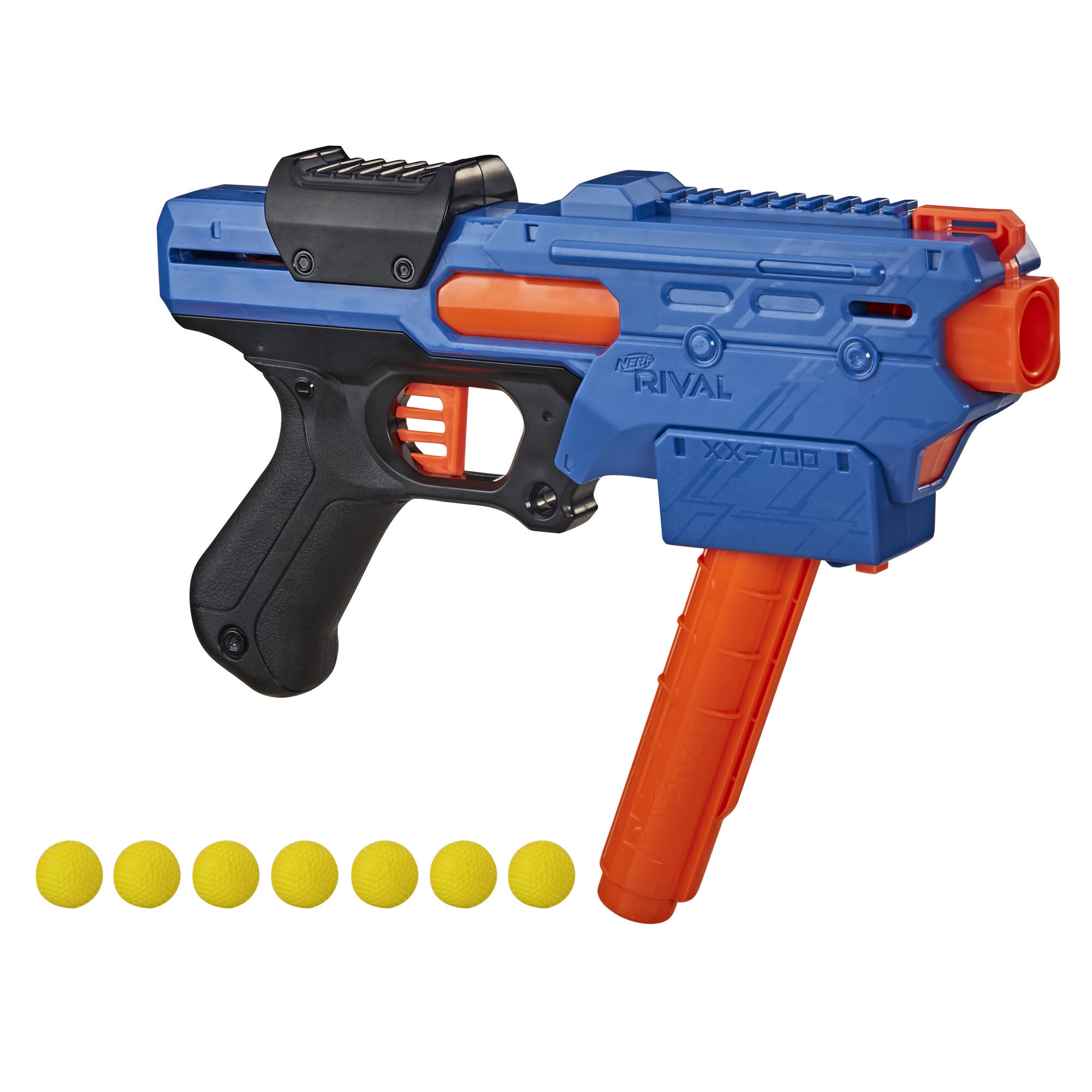 Nerf Rival Finisher XX-700 Blaster -- Quick-Load Magazine, Spring Action, 7 Nerf Rival Rounds -- Team Blue