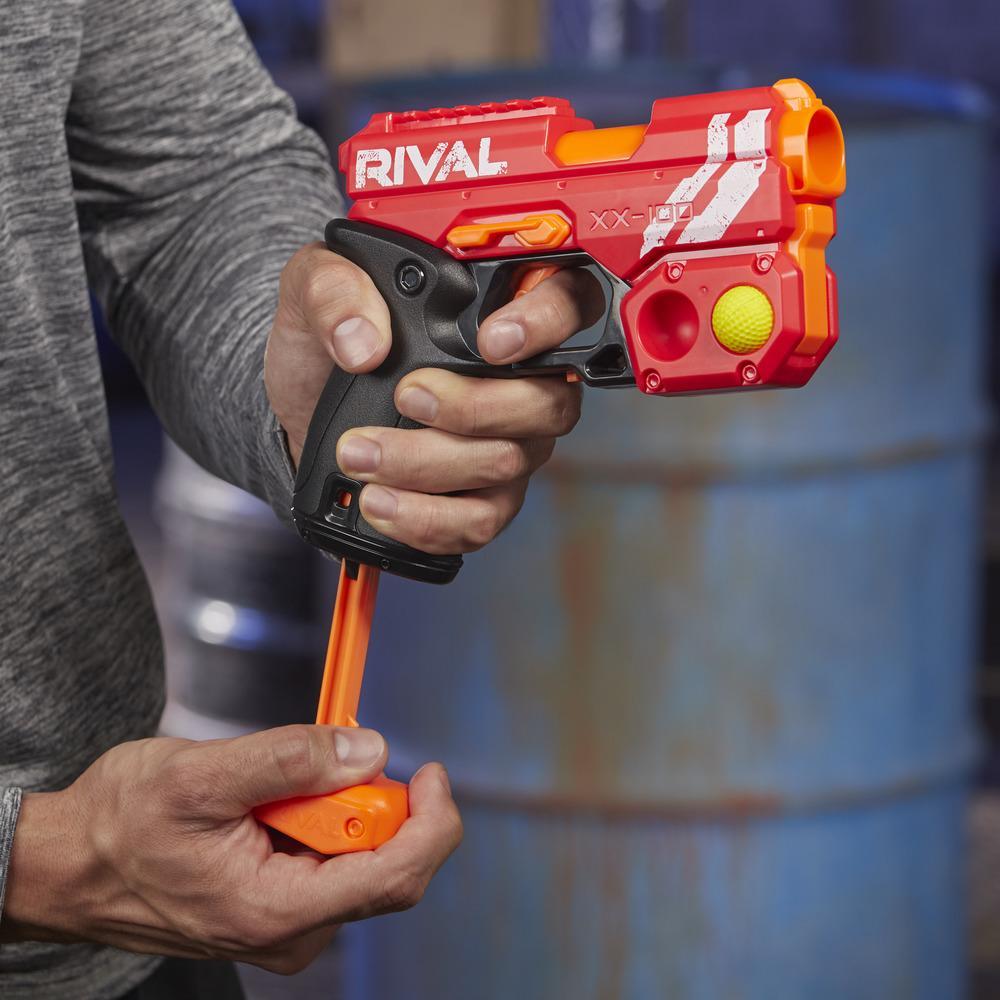 Nerf Rival Knockout XX-100 Blaster -- Round Storage, 90 FPS -- Includes 2 Official Nerf Rival Rounds -- Team Red