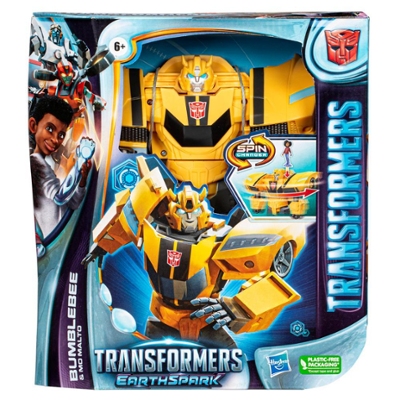 Transformers Toys EarthSpark Spin Changer Bumblebee Action Figure with Mo Malto Figure