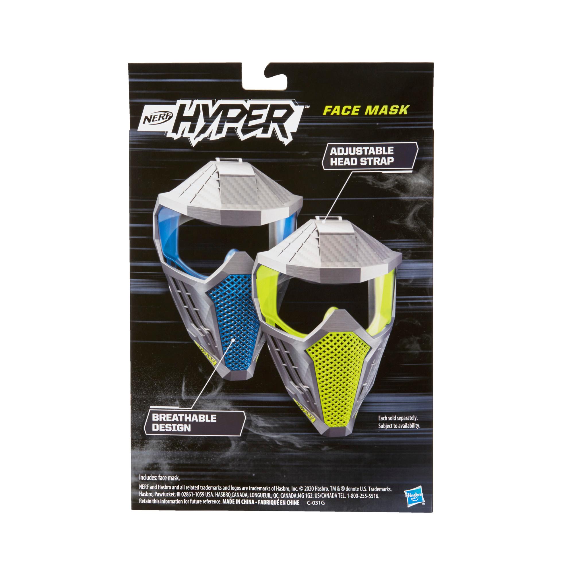 Nerf Hyper Face Mask -- Breathable Design, Adjustable Head Strap, Green Team Color -- For Teens, Adults