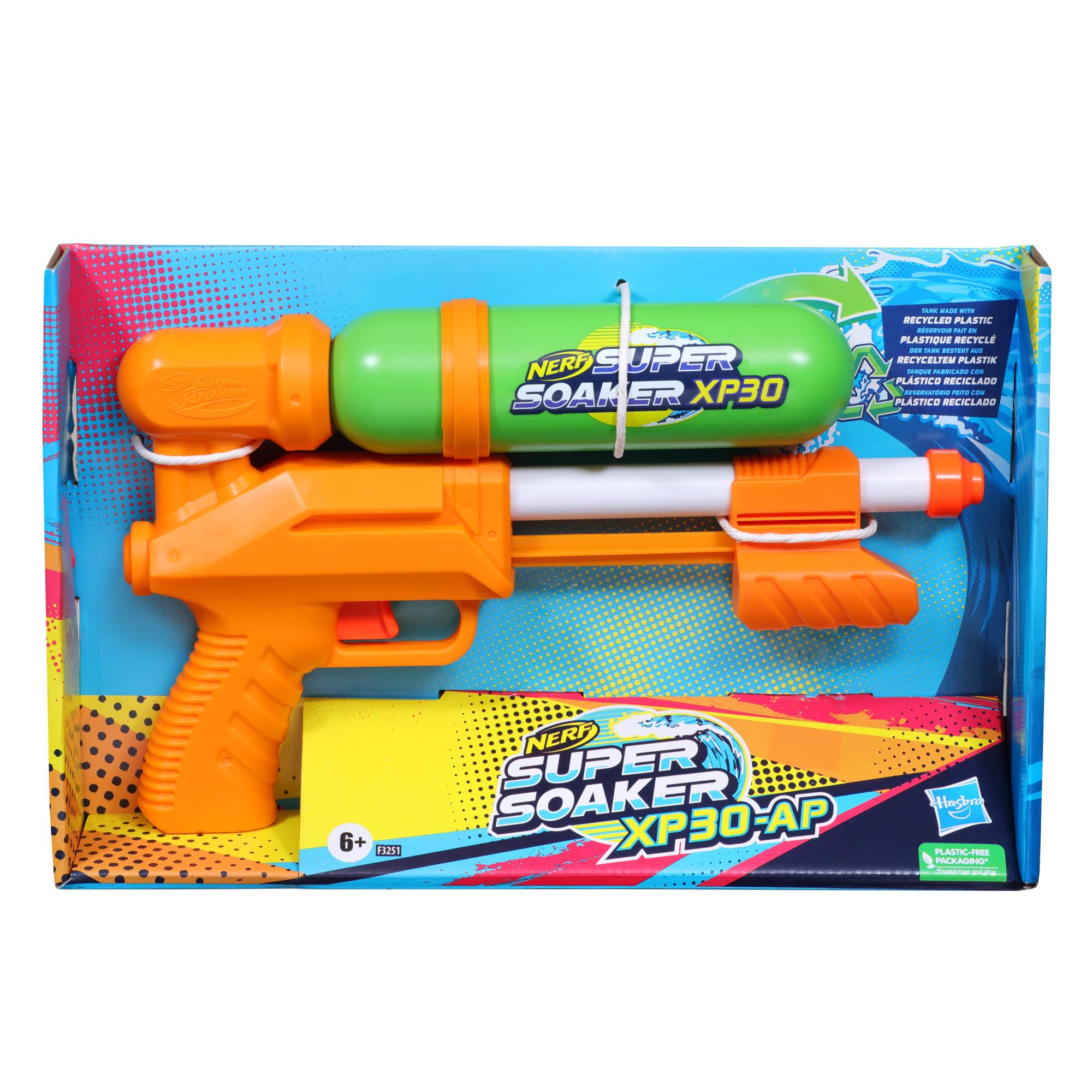 Nerf Super Soaker XP30-AP Water Blaster, Tank Made With Recycled Plastic, Air-Pressurized Continuous Water Blast