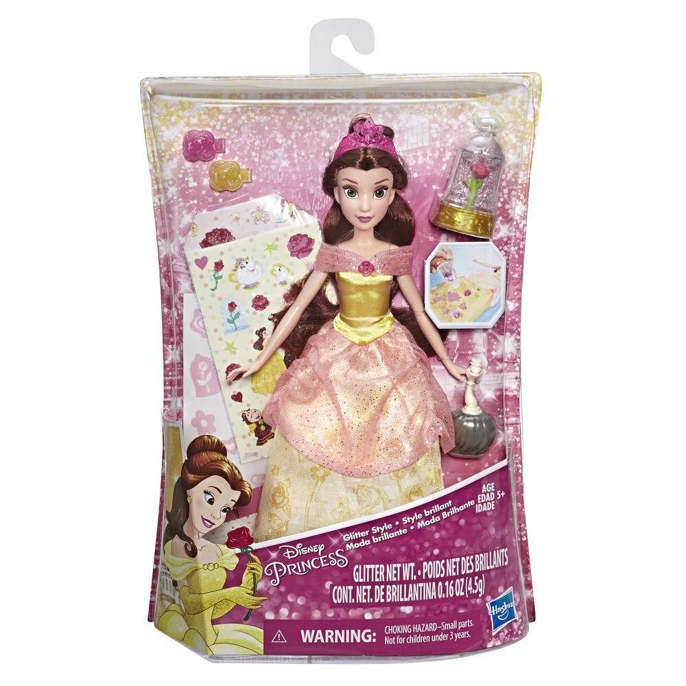 Disney Princess Glitter Style Belle with Gown That Kids Can Decorate With Sparkly Stickers, Toy for Kids 3 Years Old and Up
