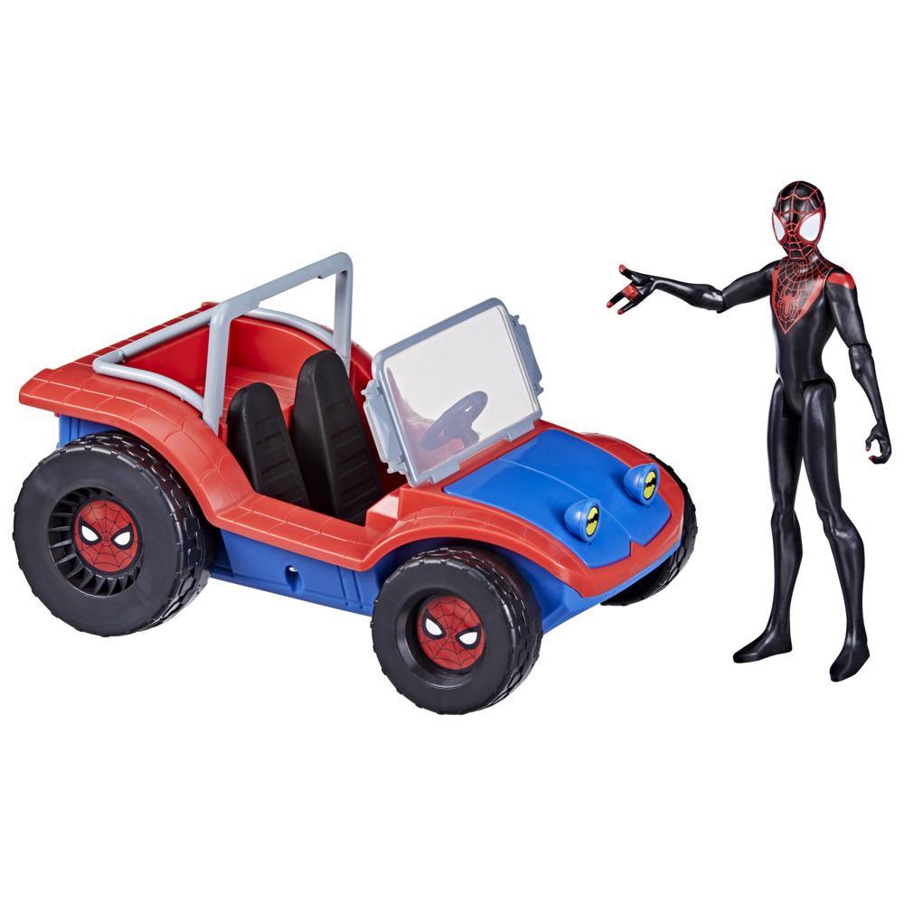 Marvel Spider-Man Spider-Mobile 6-Inch-Scale Vehicle and Miles Morales Action Figure, Marvel Toys for Kids Ages 4 and Up