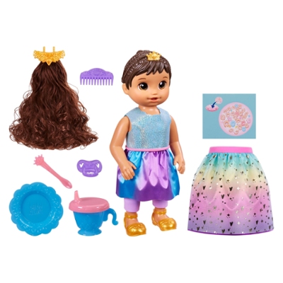 Baby Alive Princess Ellie Grows Up! Doll, 18-Inch Growing Talking Baby Doll Toy for Kids Ages 3 and Up, Brown Hair