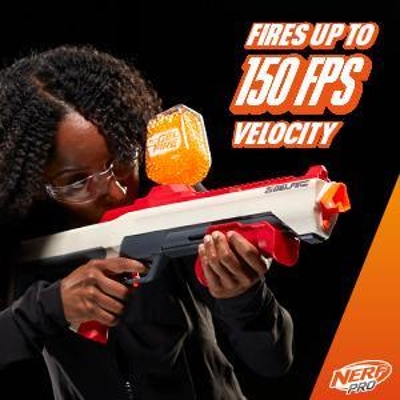 Nerf Pro Gelfire Raid Blaster, Fire 5 Rounds At Once, 10,000 Gelfire Rounds, 800 Hopper, Eyewear - Nerf