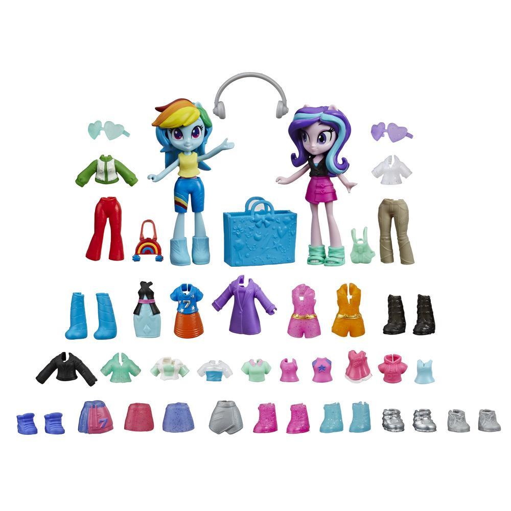 My Little Pony Equestria Girls Fashion Squad Rainbow Dash and Starlight Glimmer Mini Doll Set Toy, Over 40 Pieces