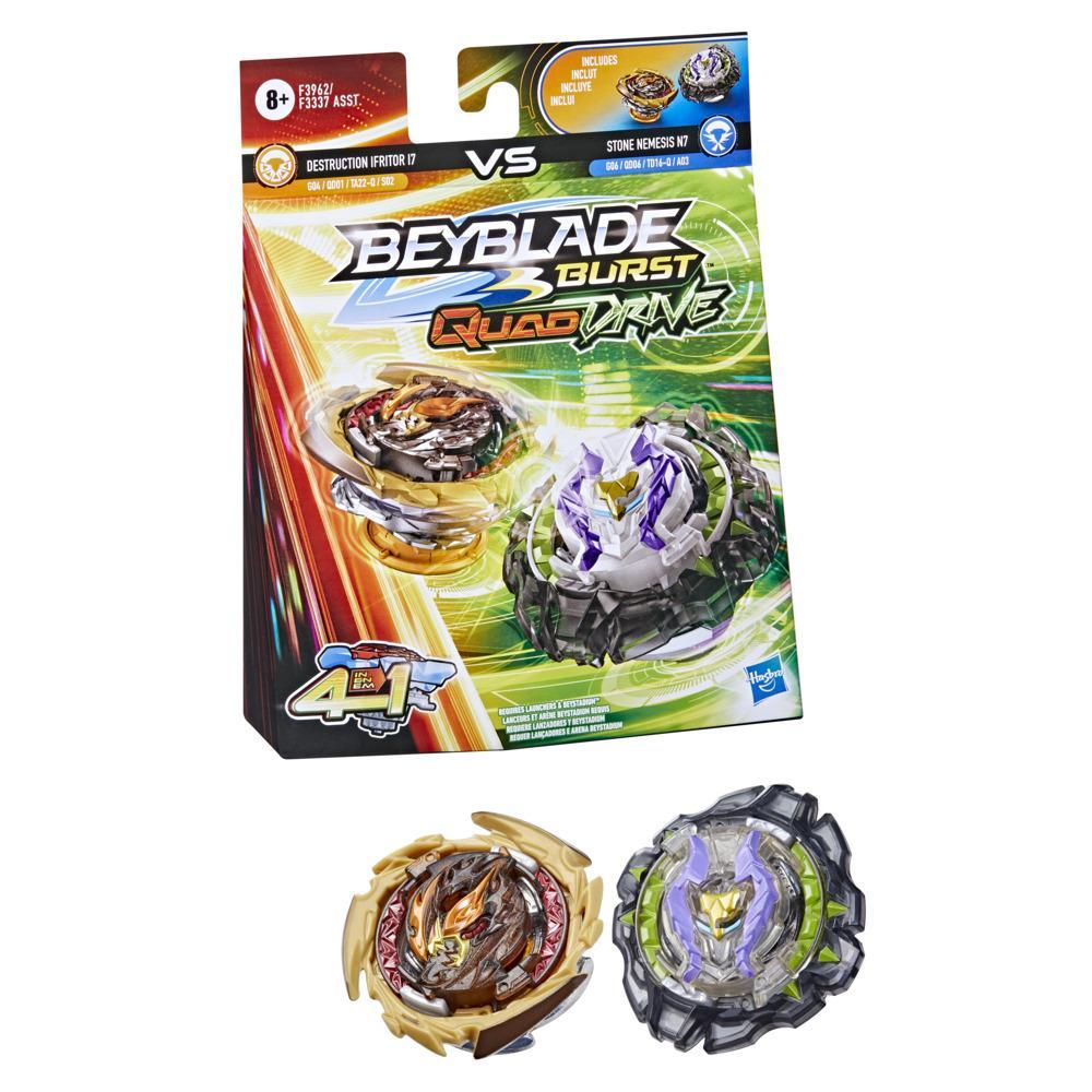 Beyblade Burst QuadDrive Destruction Ifritor I7 and Stone Nemesis N7 Spinning Top Dual Pack -- Battling Game Top Toy