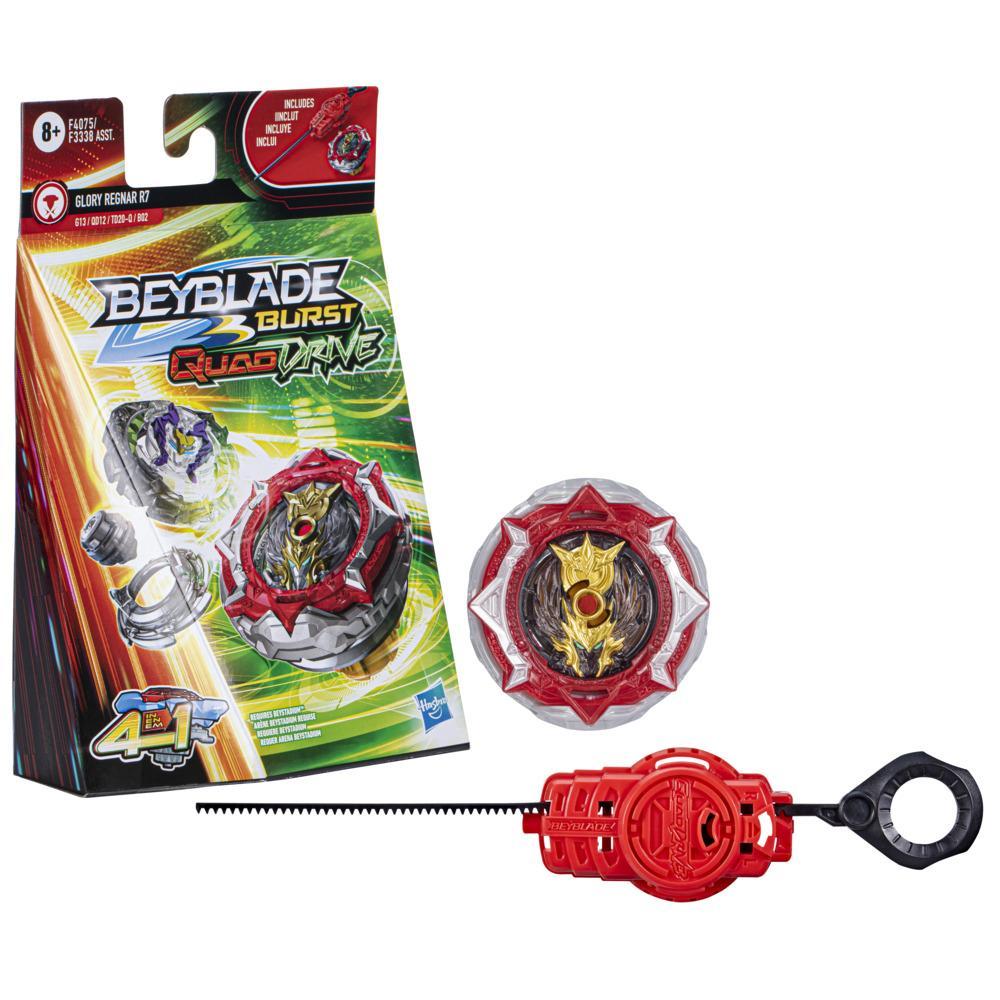 Beyblade Burst QuadDrive Glory Regnar R7 Spinning Top Starter Pack -- Battling Game Top Toy with Launcher