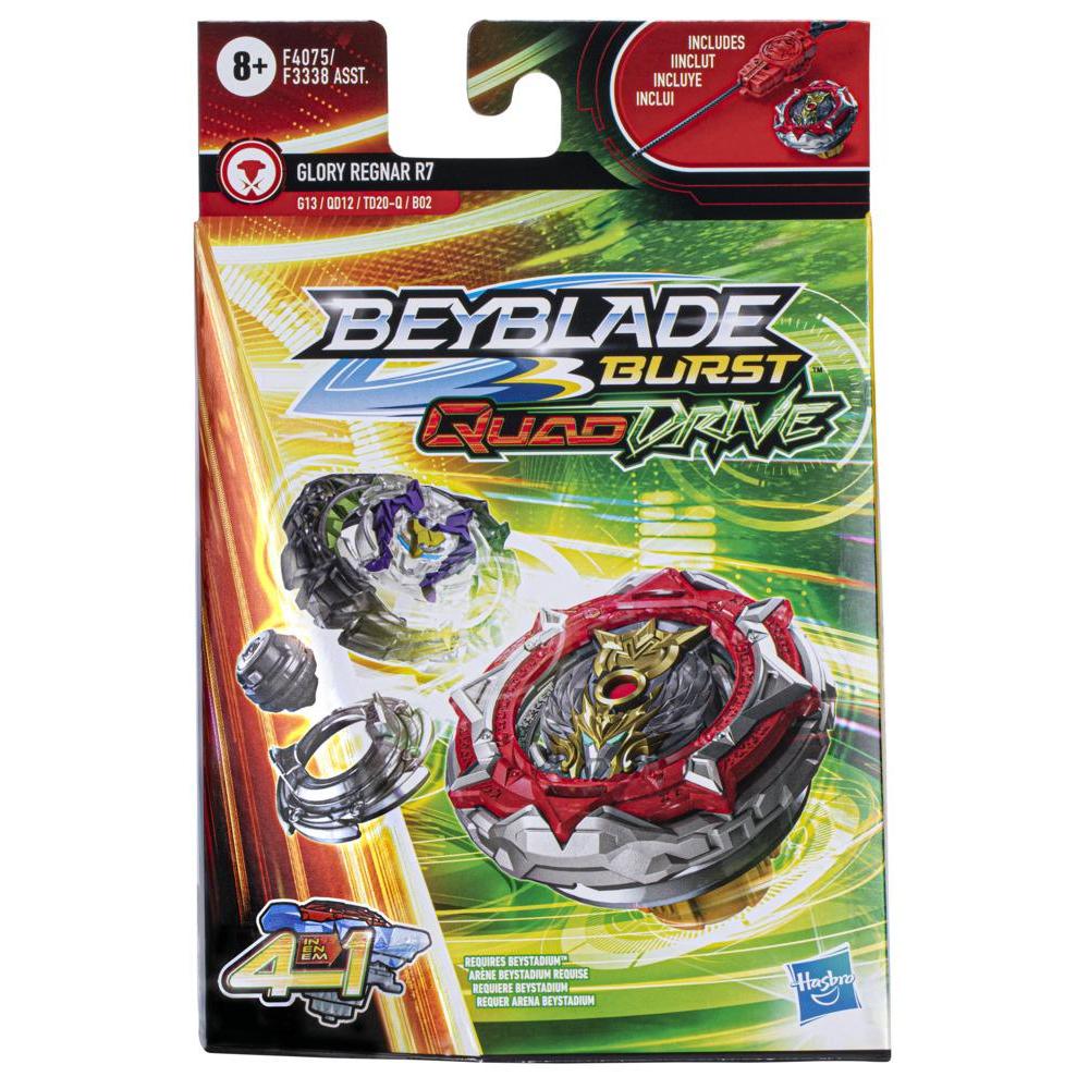 Beyblade Burst QuadDrive Glory Regnar R7 Spinning Top Starter Pack -- Battling Game Top Toy with Launcher