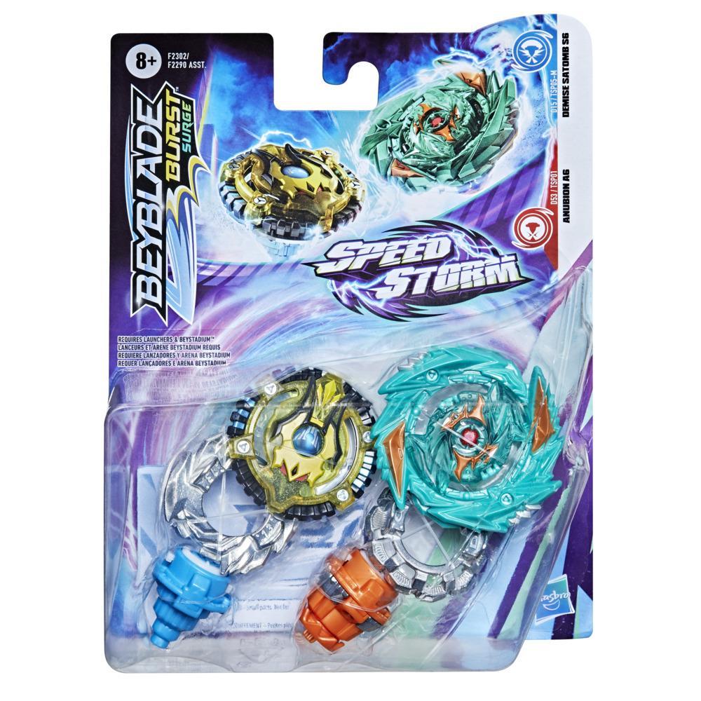 Beyblade Burst Surge Speedstorm Demise Satomb S6 and Anubion A6 Spinning Top Dual Pack -- Battling Game Top Toy