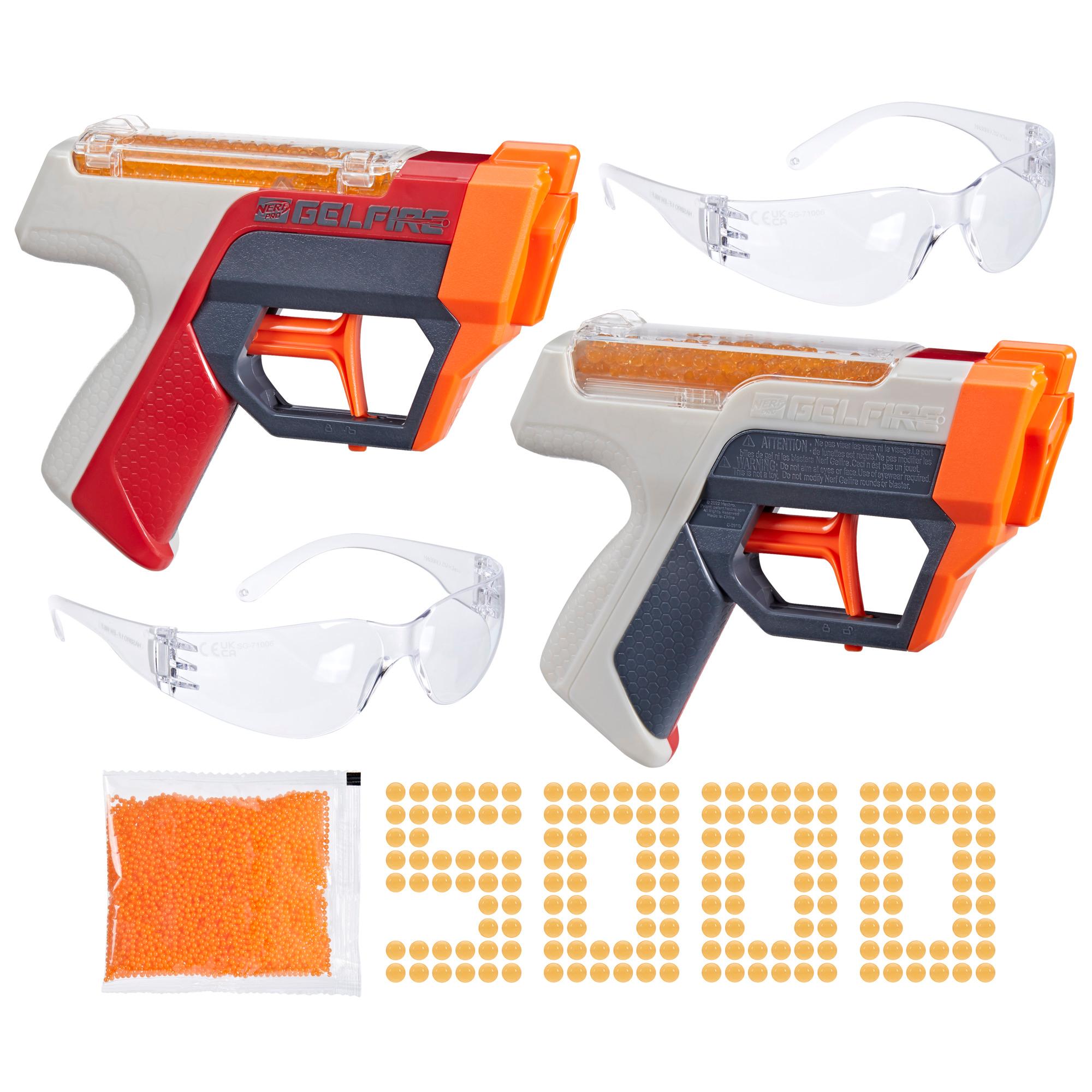 Nerf Pro Gelfire Dual Wield Pack, 2 Blasters, 5000 Gelfire Rounds, 2x 100  Round Integrated Hoppers, 2 Eyewear - Nerf