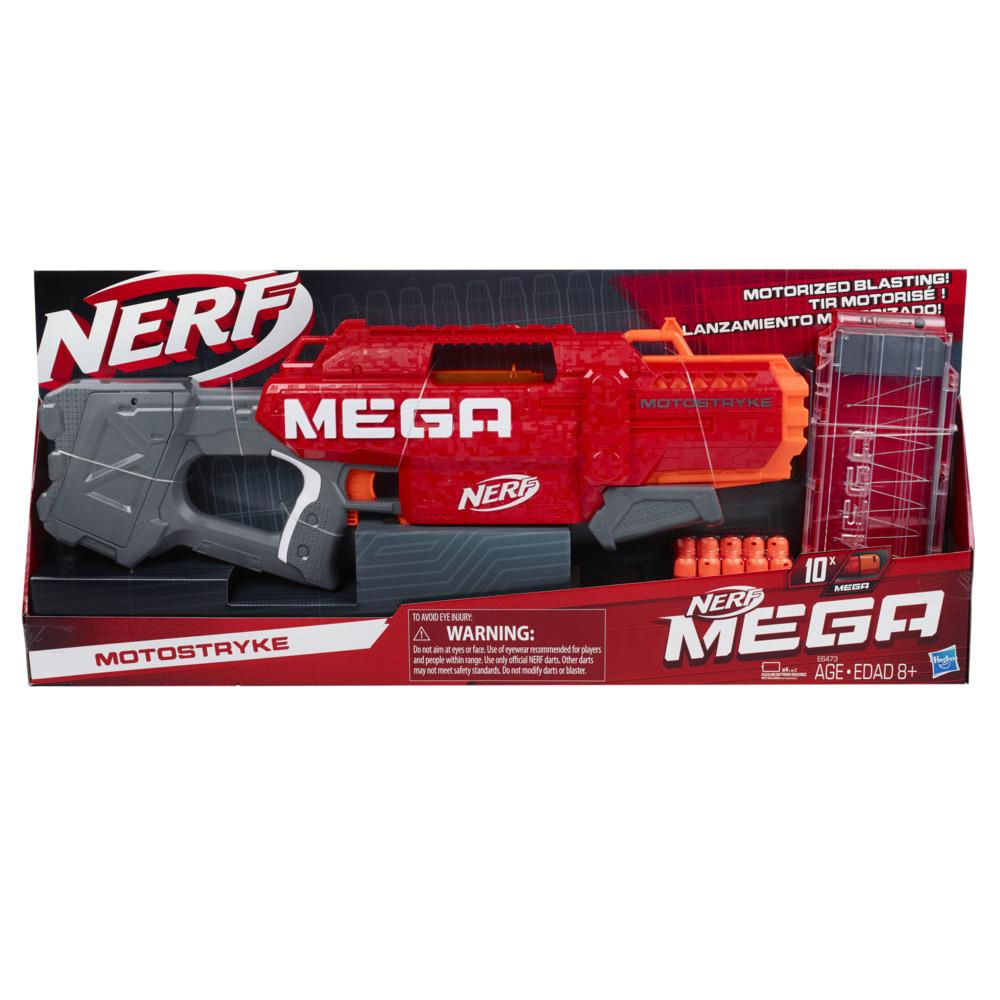 NERF Mega Motostryke Motorized 10-Dart Blaster Includes 10 Official Mega Darts and 10-Dart Clip for Kids Adults Teens