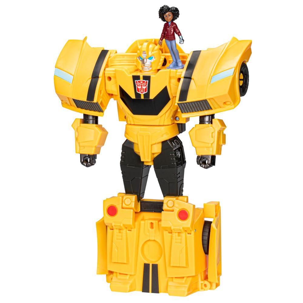 Transformers Toys EarthSpark Spin Changer Bumblebee Action Figure with Mo Malto Figure